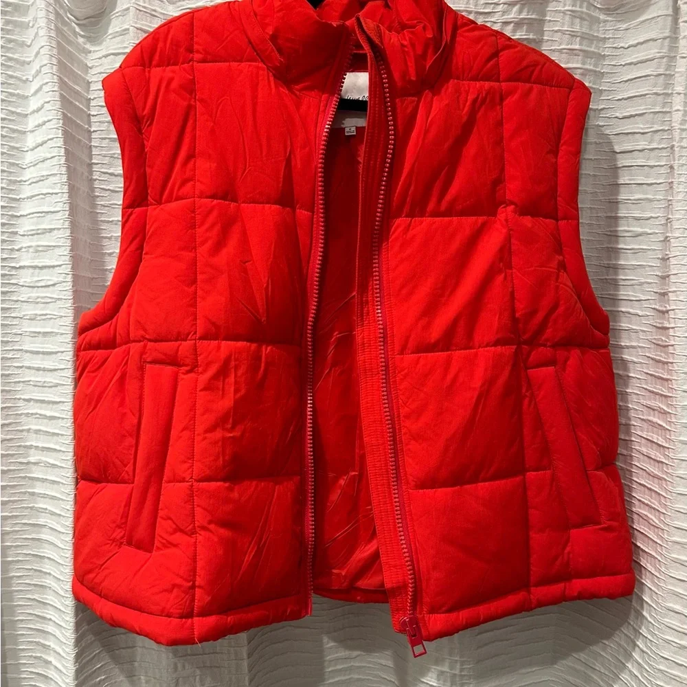Madewell Red Modular Quilted Crop Puffer Jacket (Removable Hood and Sleeves) - Picture 11 of 12